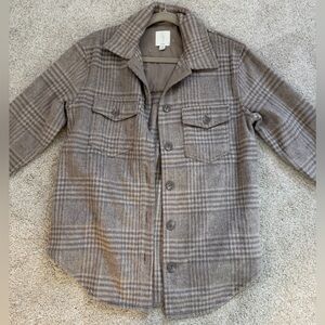 Taupe/cream plaid button-Up Shacket